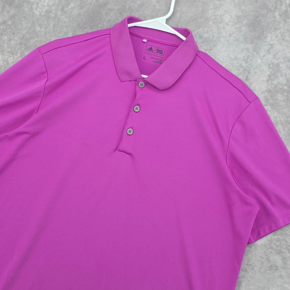 Adidas Golf Polo Shirt Mens Large Magenta Purple Short Sleeve Performance Casual